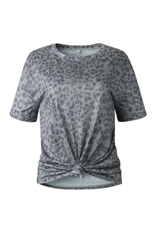 Gray Leopard Athleisure T-Shirt
