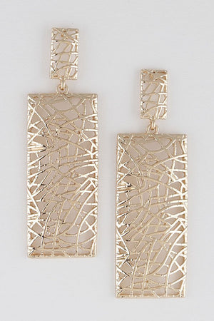 Gold Rectangular Abstract Earrings
