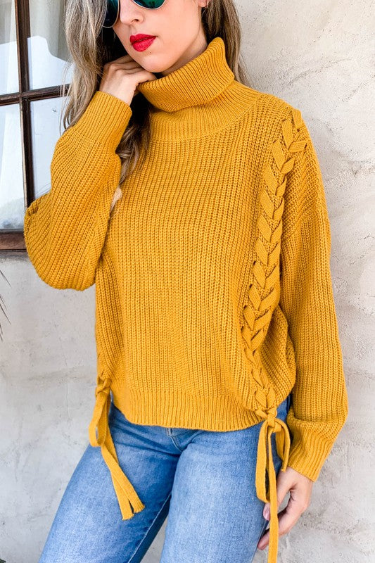 Lacy Turtleneck Sweater