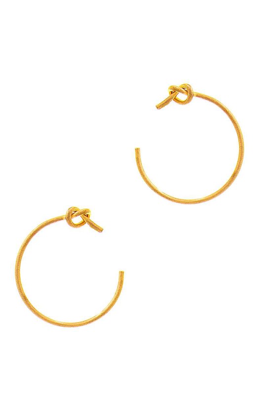 Gold Knot Open Hoop Earrings