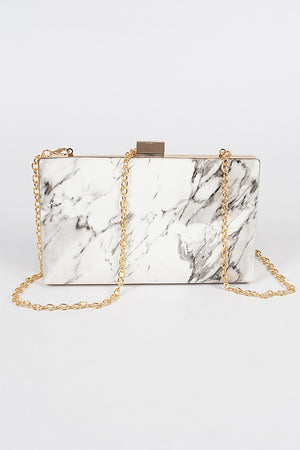 White Marble & Gold Clutch